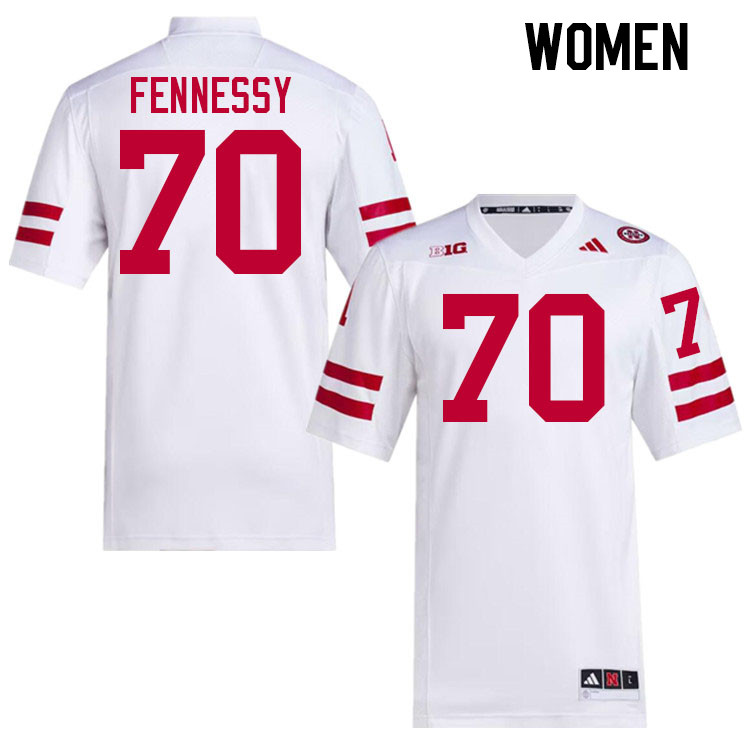 Women #70 Nolan Fennessy Nebraska Cornhuskers College Football Jerseys Stitched Sale-White